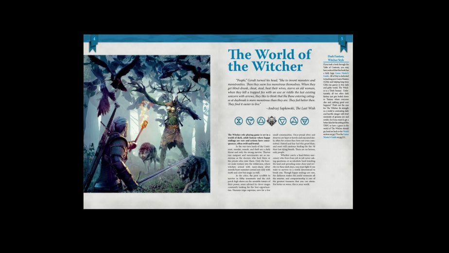 R. Talsorian Games Shared a Look at the Interior of The Witcher Tabletop RPG Rulebook