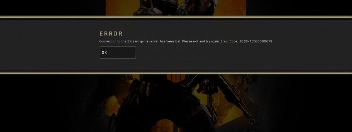 How to fix Call of Duty Black Ops 4 Error code BLZBNTBGS000003F8