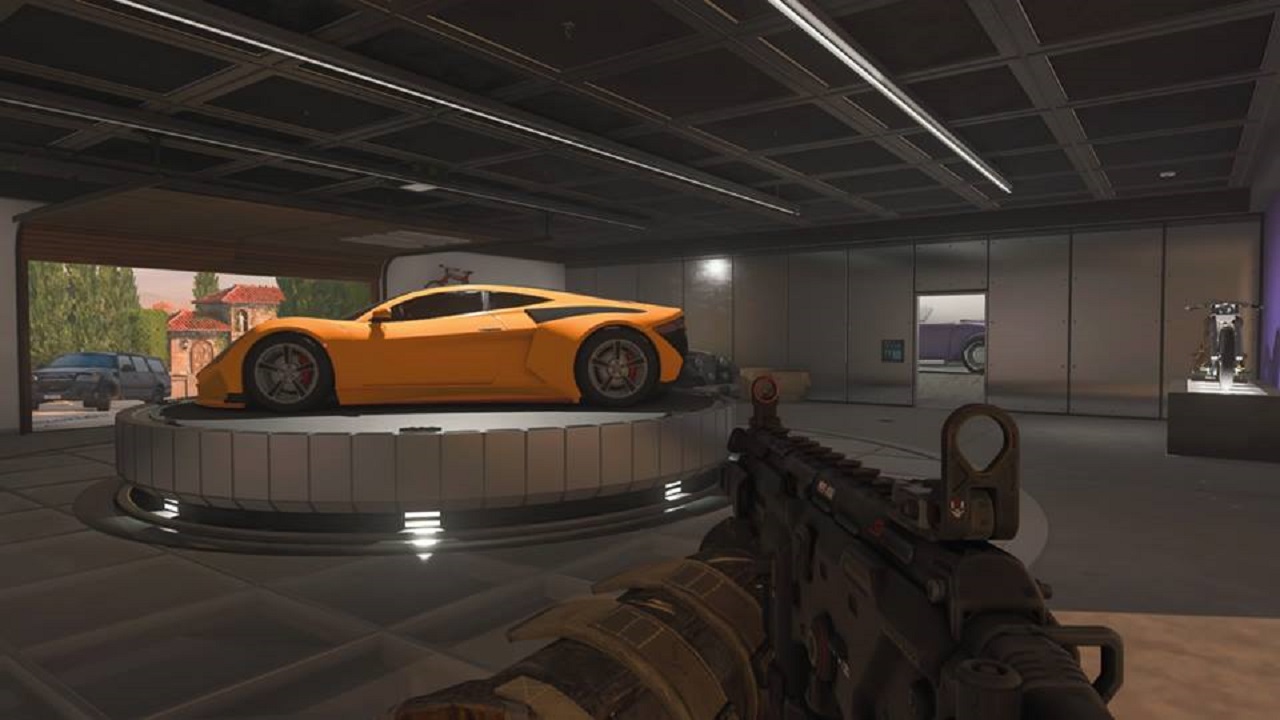 Call of Duty: Black Ops 4's "Hacienda" map offers sports cars as cover.