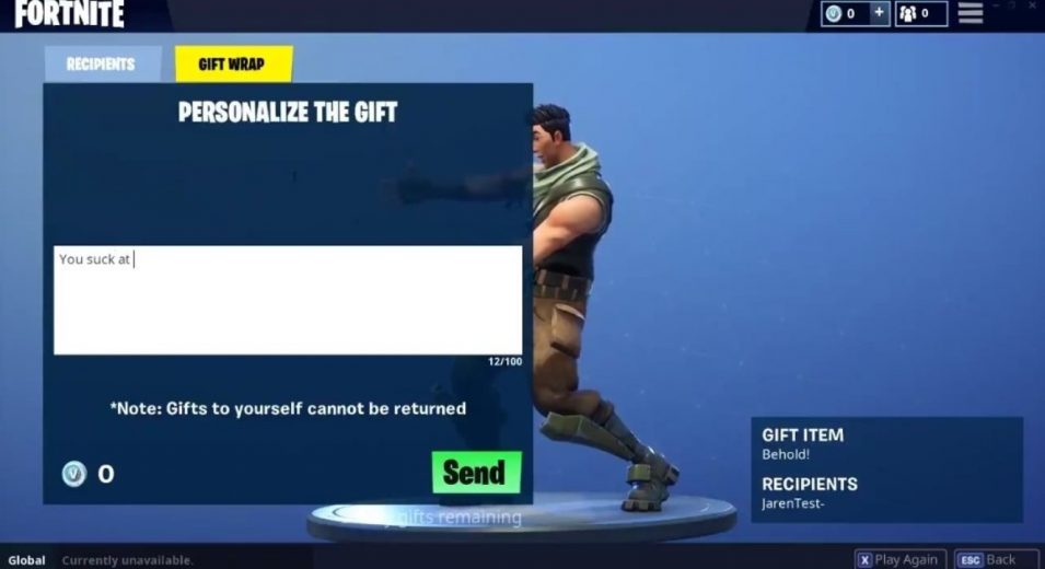 Fortnite gifting system