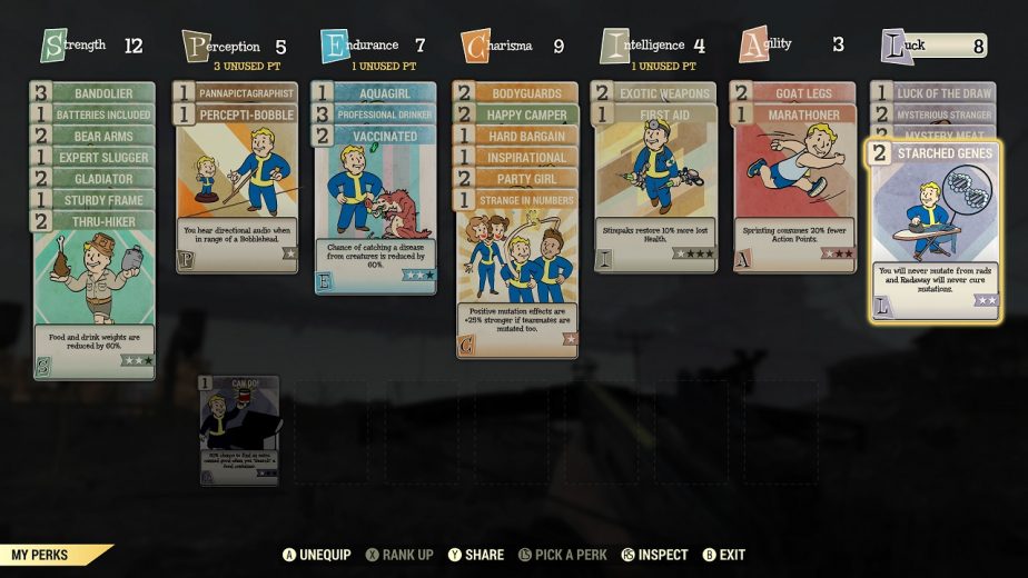 The Fallout 76 Perk Cards Can be Assigned to Each Attribute