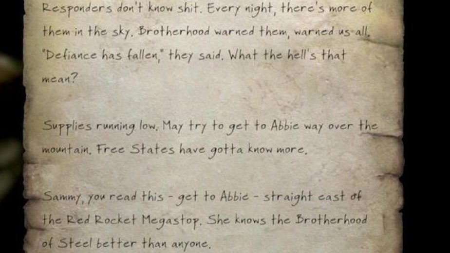 The Note References the Brotherhood of Steel