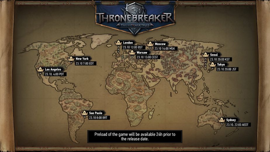 Thronebreaker The Witcher Tales Release Times Map