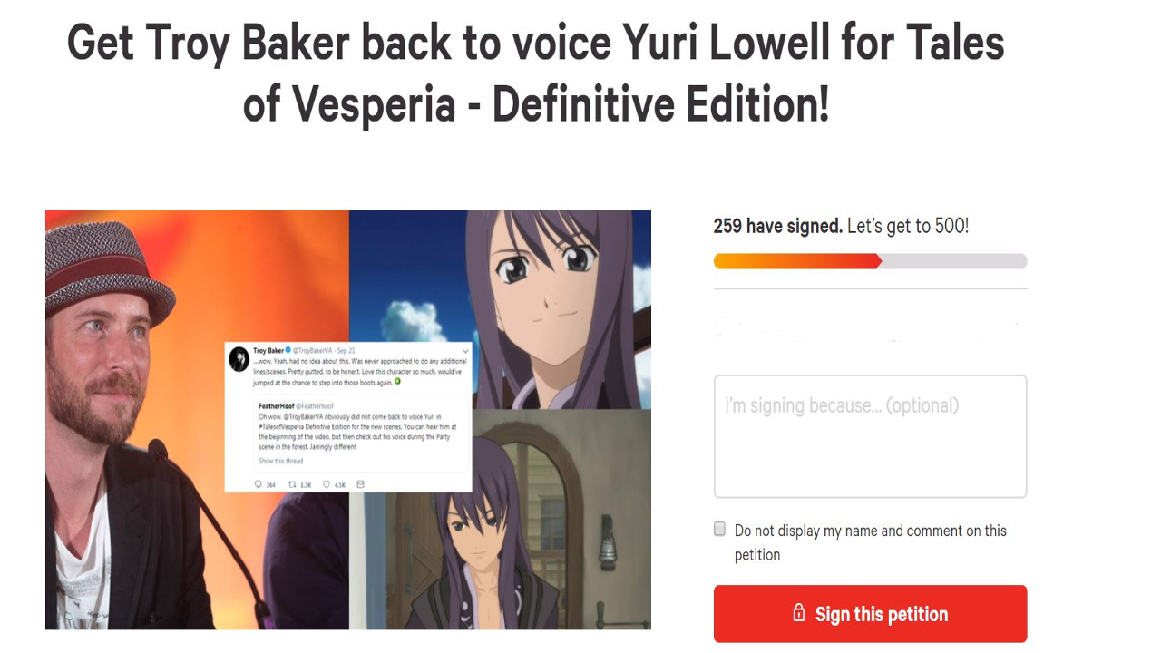 Troy Baker Yuri Lowell Petition