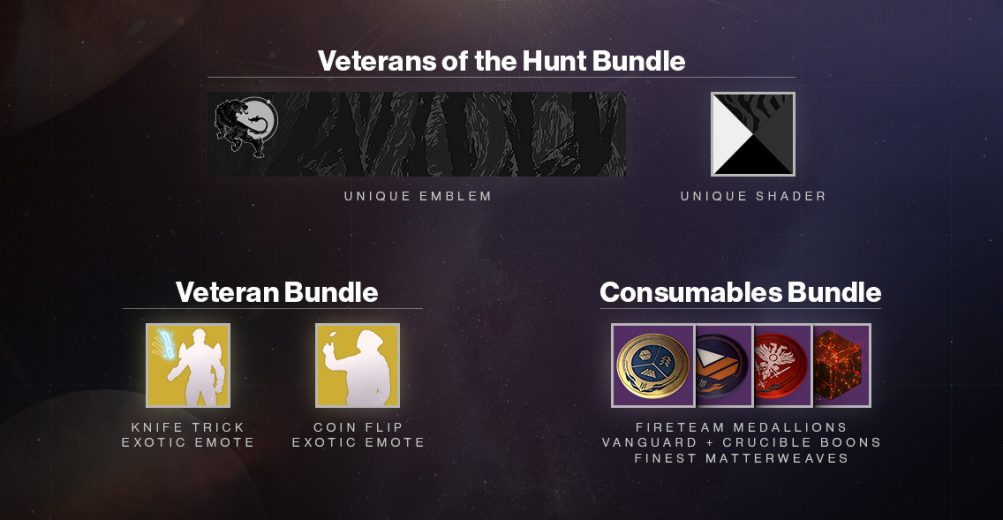 Destiny 2's Veterans of the Hunt bundle.