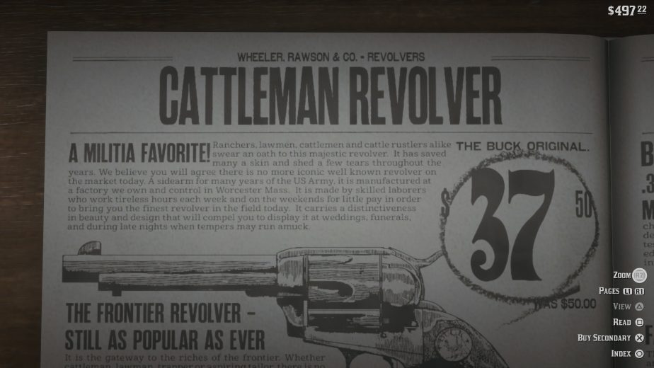 Red Dead Redemption 2's Cattleman Revolver description could be referencing developer overtime.