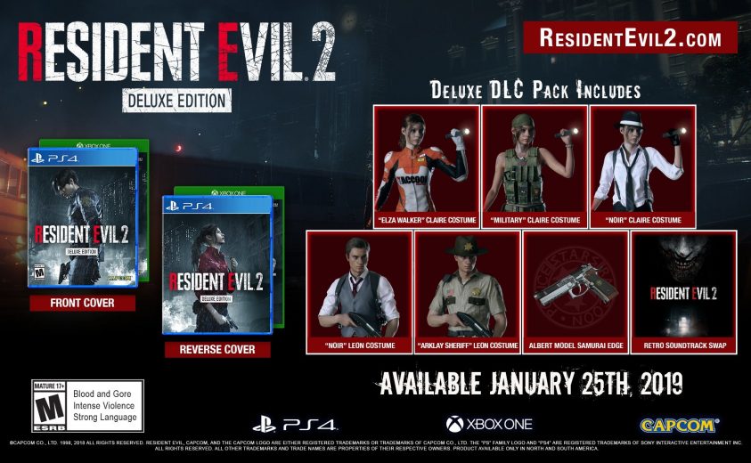 The Resident Evil 2 Deluxe Edition contents.