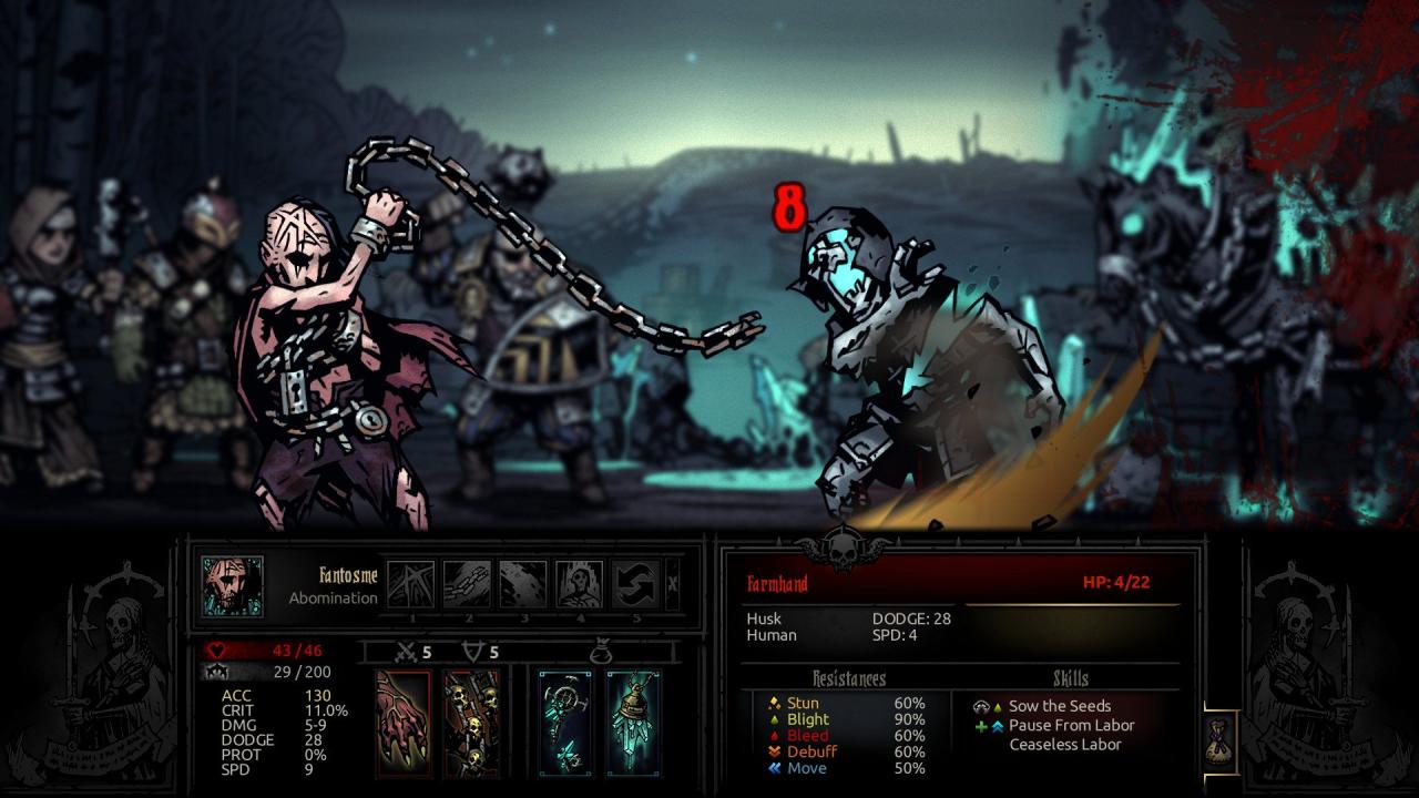 Gameplay from The Color Of Madness, the third and final DLC for Darkest Dungeon.