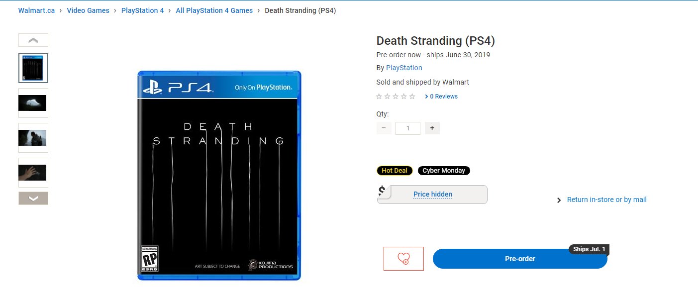 Walmart Canada leaks the Death Stranding release date