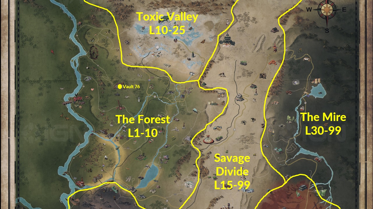 The Recommended Level for Each Fallout 76 Map Region