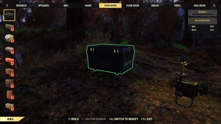 The Fallout 76 Stash is Part of the CAMP System