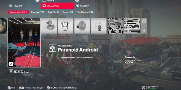 Hitman 2 Paranoid Android challenge guide.