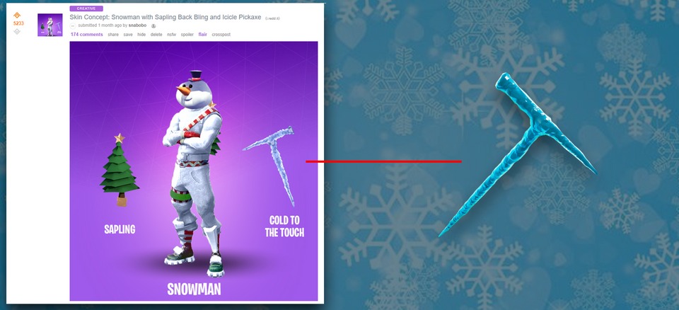 A Fortnite fan’s icicle pickaxe design has made it to the game.