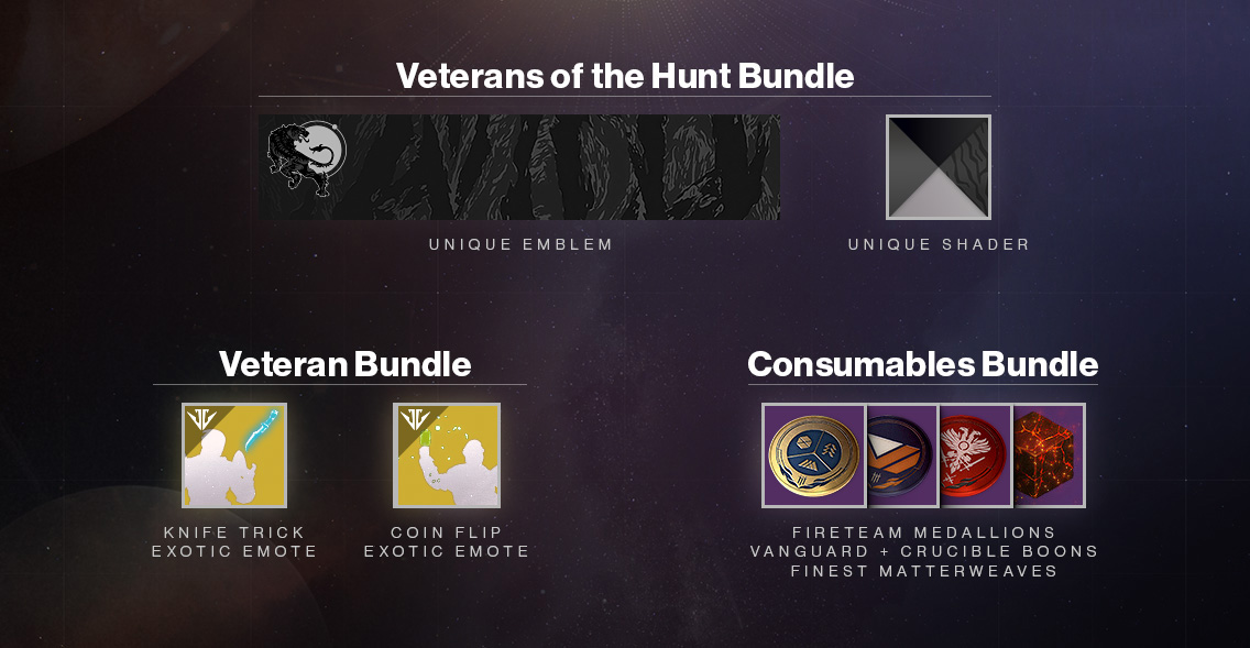 Destiny 2's Veterans of the Hunt bundle.