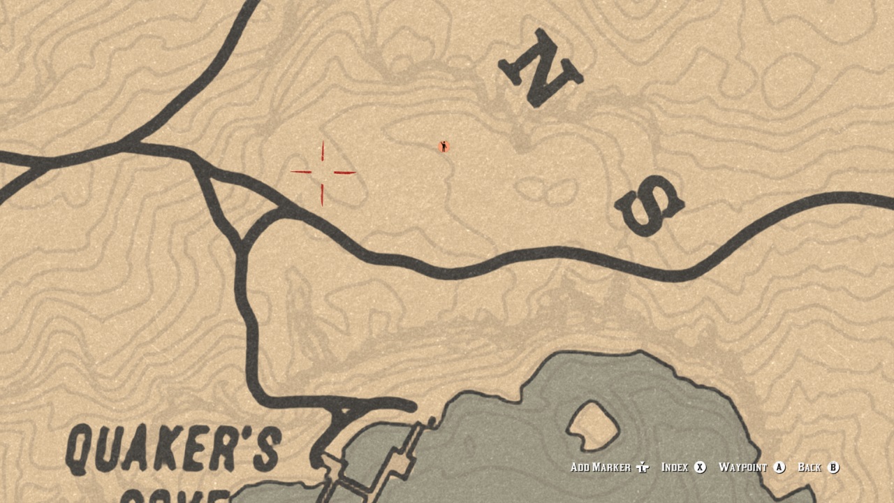 Red Dead Online's stranger missions are marked with orange circular icons.