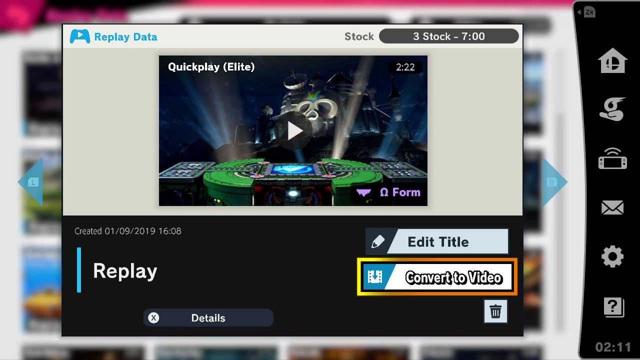 This is the Replays Screen in Super Smash Bros Ultimate!