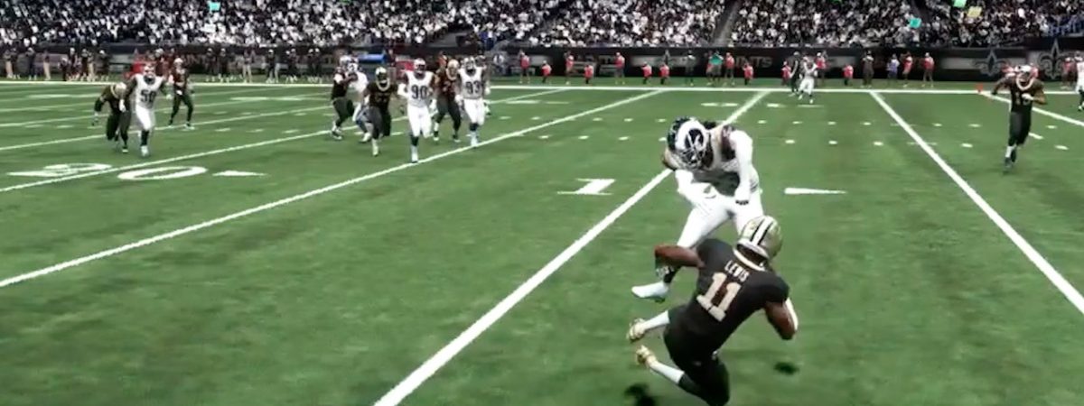 madden 19 gameplay video recreates rams vs saints pass interference call gone right
