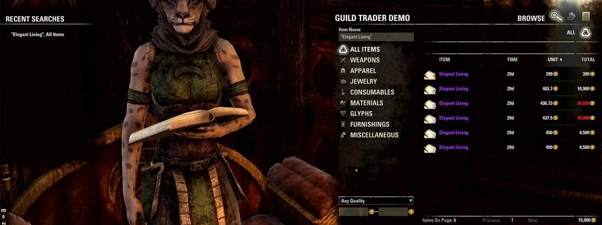 Elder Scrolls Online Update Trader UI