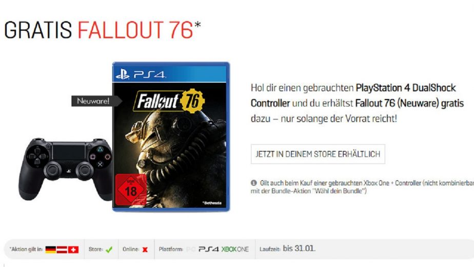 German Gamestop Giving Fallout 76 Away Free With Used Controllers