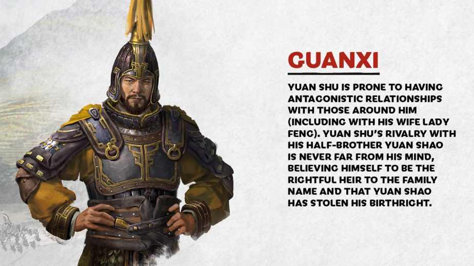Total War Three Kingdoms Heroes Yuan Shu Guanxi