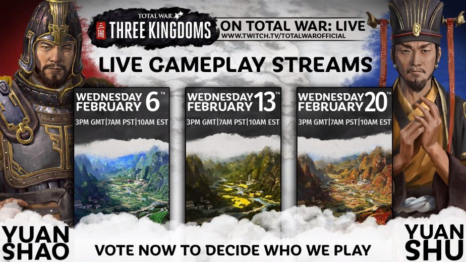 Total War Three Kingdoms Livestreams Announced