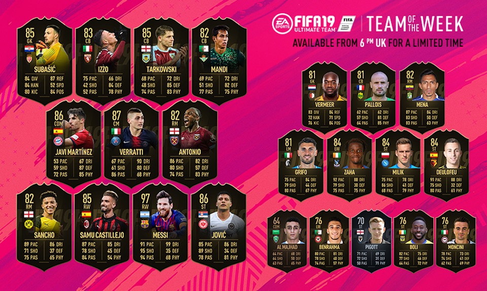 fifa 19 team of the week 24 lineup