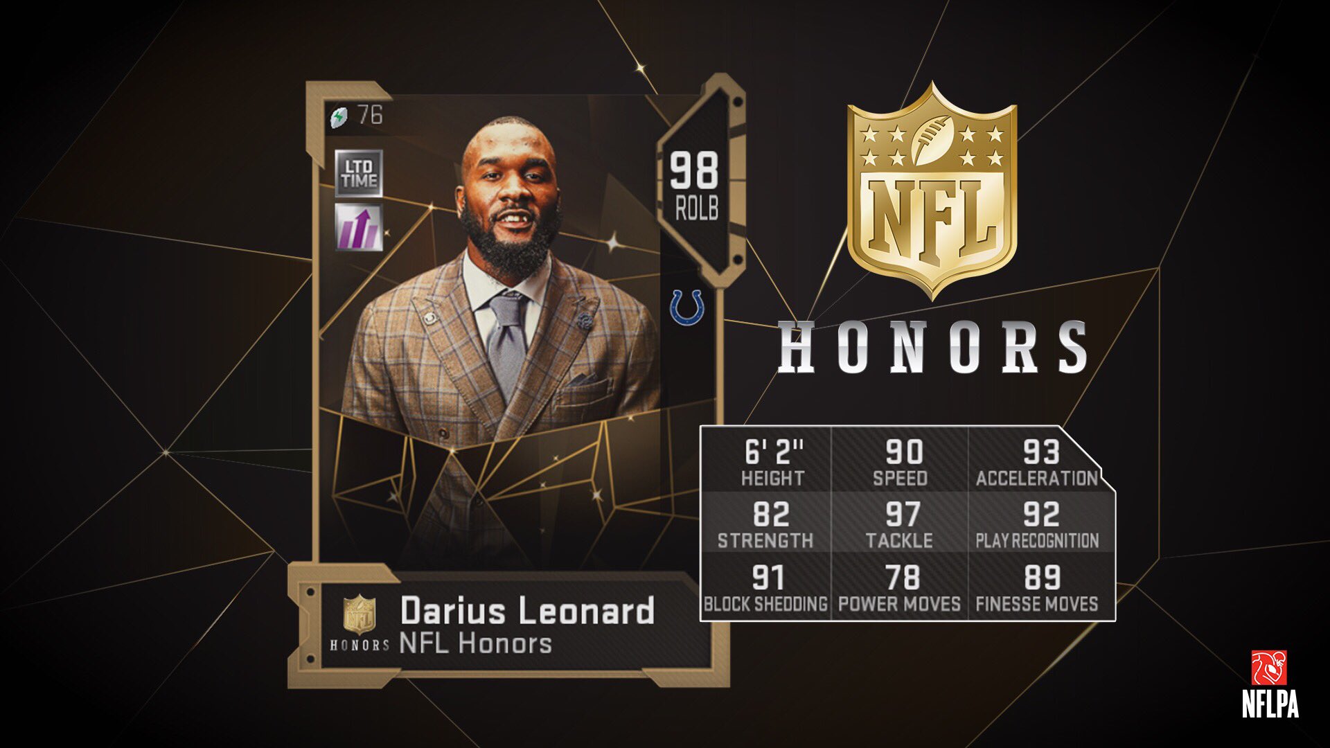 madden 19 nfl honors darius leonard card