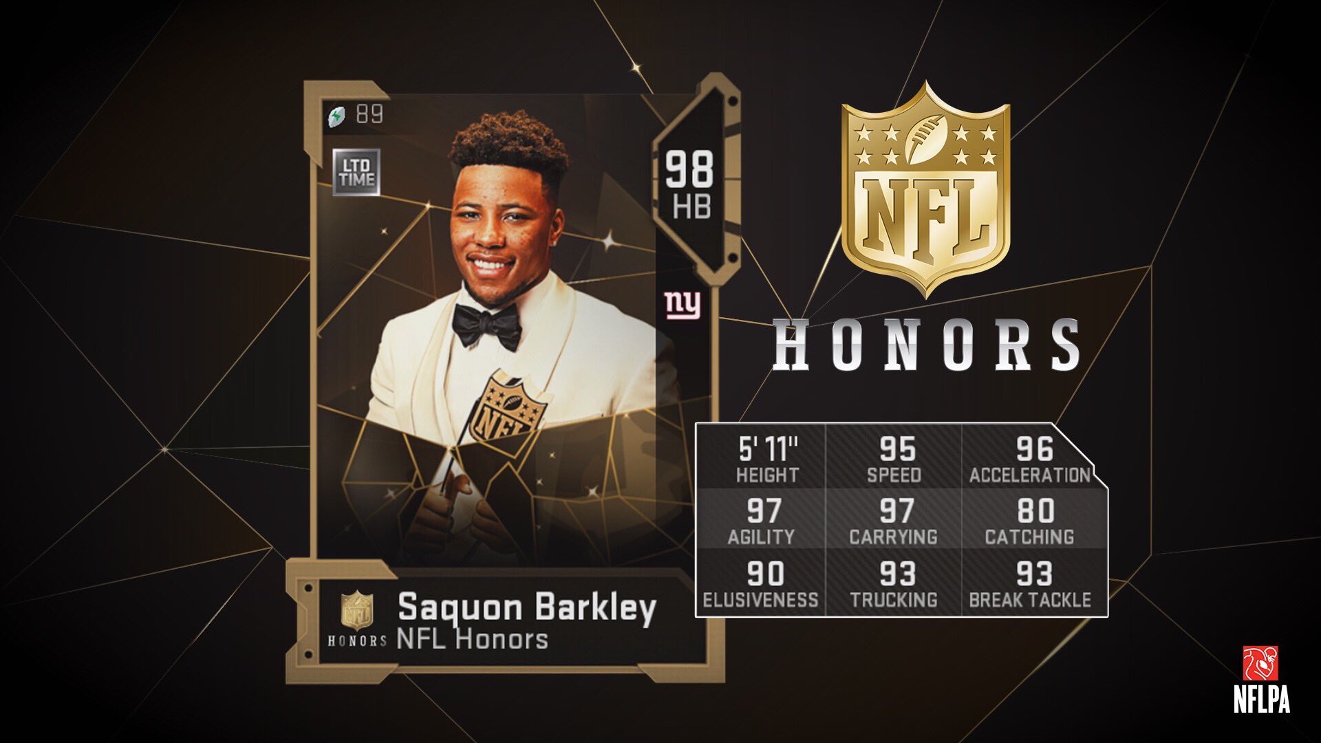 madden 19 nfl honors saquon barkley mut card