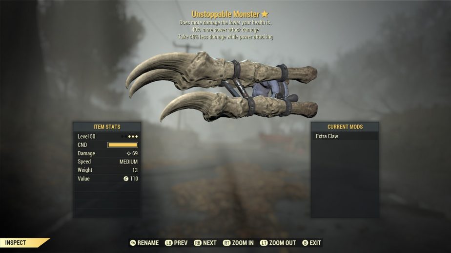 Fallout 76 Survival Mode Challenge Reward Unstoppable Monster