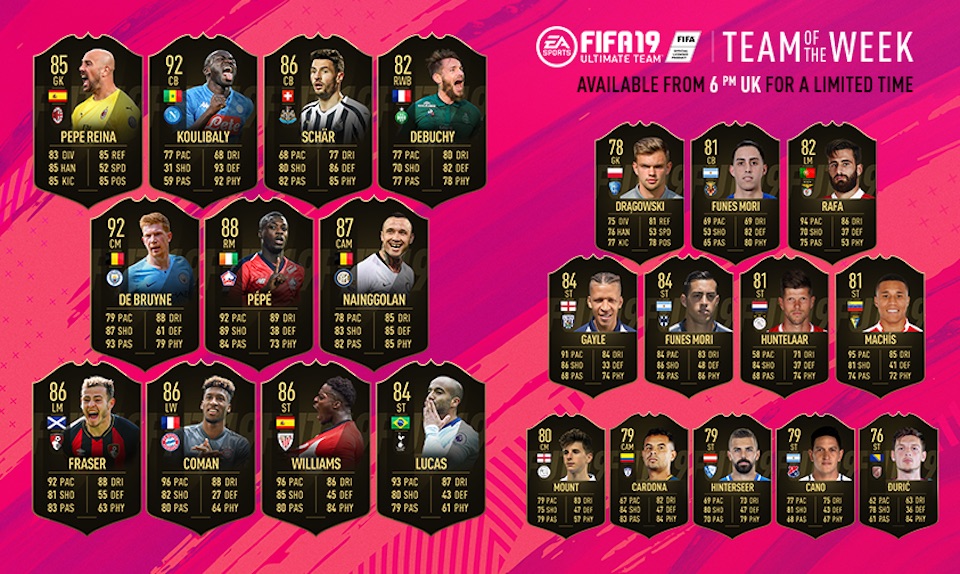 ea's fifa 19 team of the week 31 lineup revealed
