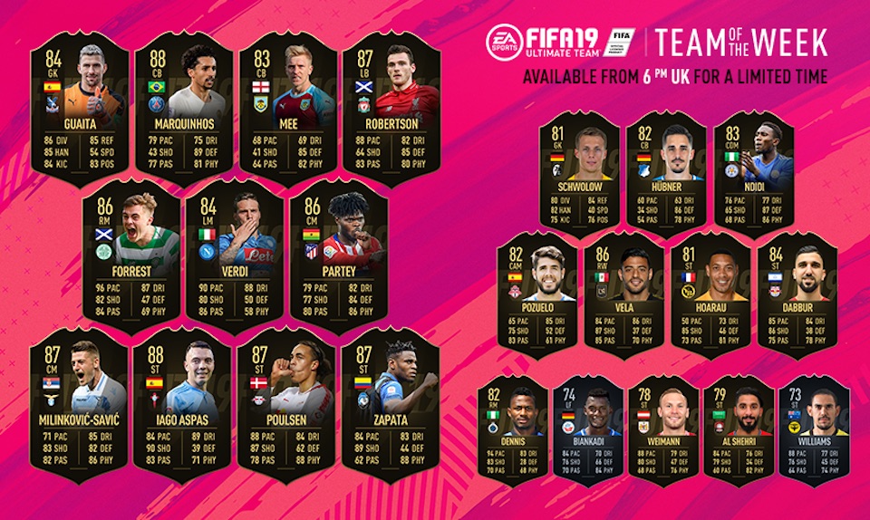 fifa 19 team of the week 29 starting xi and full roster