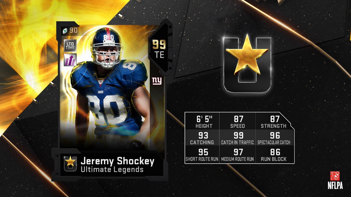 Madden 19 ultimate legends card for jeremy shockey of giants