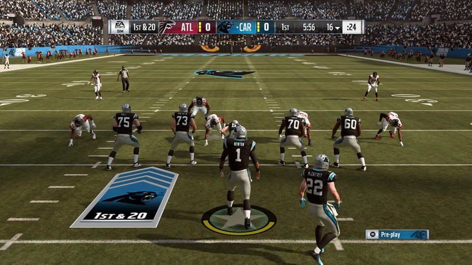 cam newton and carolina panthers facing 1st and 20 situation in madden 19
