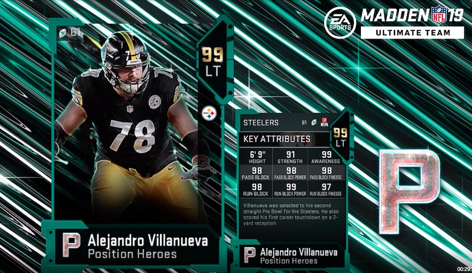 alejandro villanueva madden 19 position heroes card