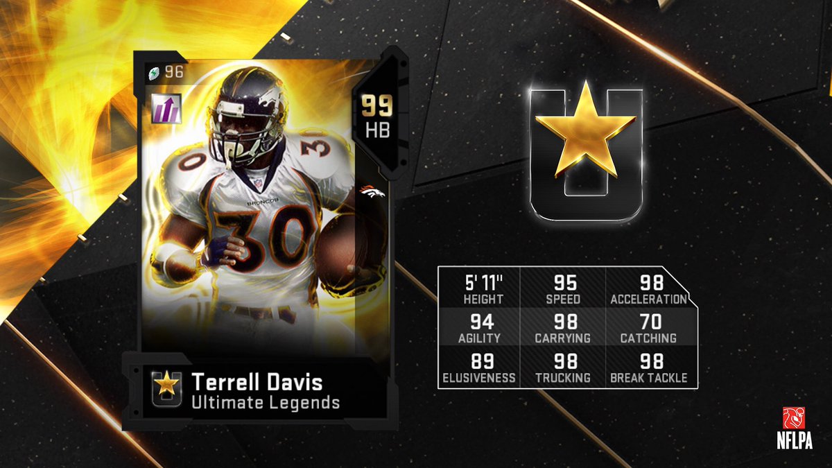 Madden 19 Ultimate Legends Terrell Davis card for Ultimate Team