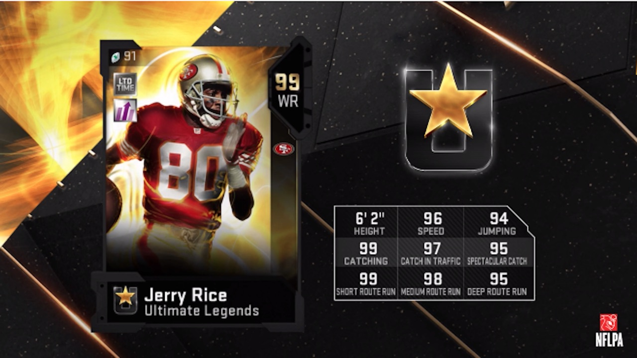 new jerry rice LTD edition Legends card for Madden 19 Ultimate Team