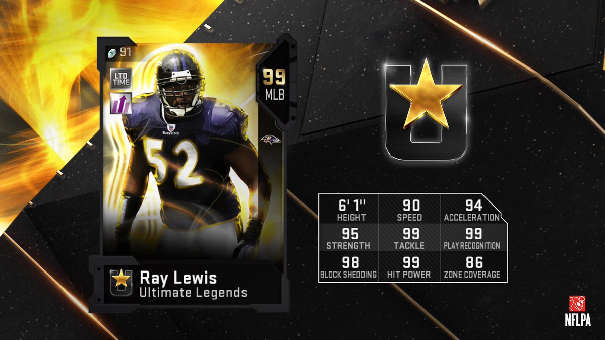 Madden 19 ultimate legends LTD card for Ravens MLB Ray Lewis