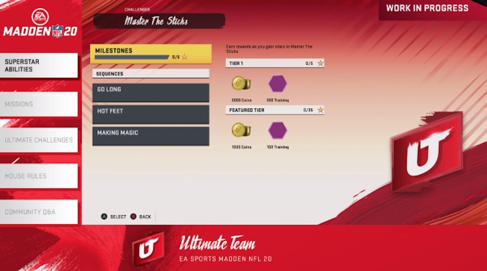 a look at the Masters the Sticks Milestones for Ultimate Team Challenges and Missions