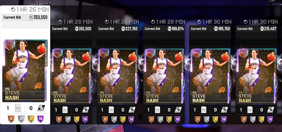 NBA 2K19 auctions for new steve nash galaxy opal card