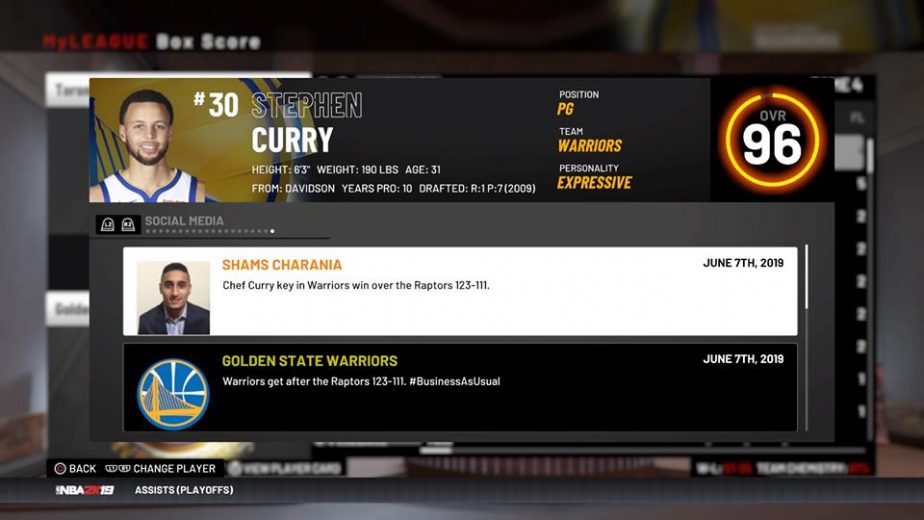 nba 2k19 finals mvp stephen curry of golden state warriors