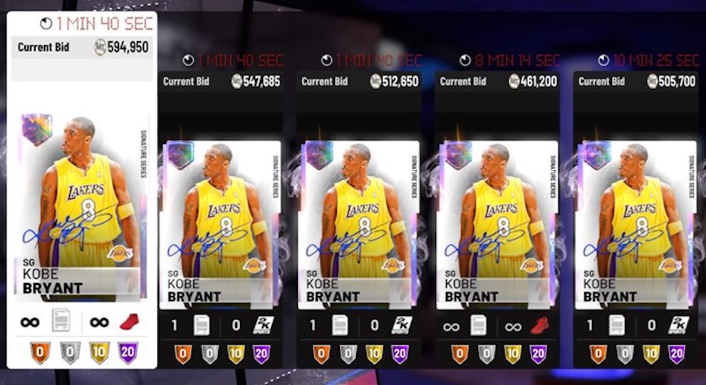 nba 2k19 kobe bryant galaxy opal cards in auctions