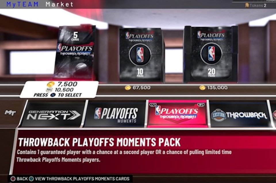 nba 2k19 myteam packs market with throwback playoffs moments packs
