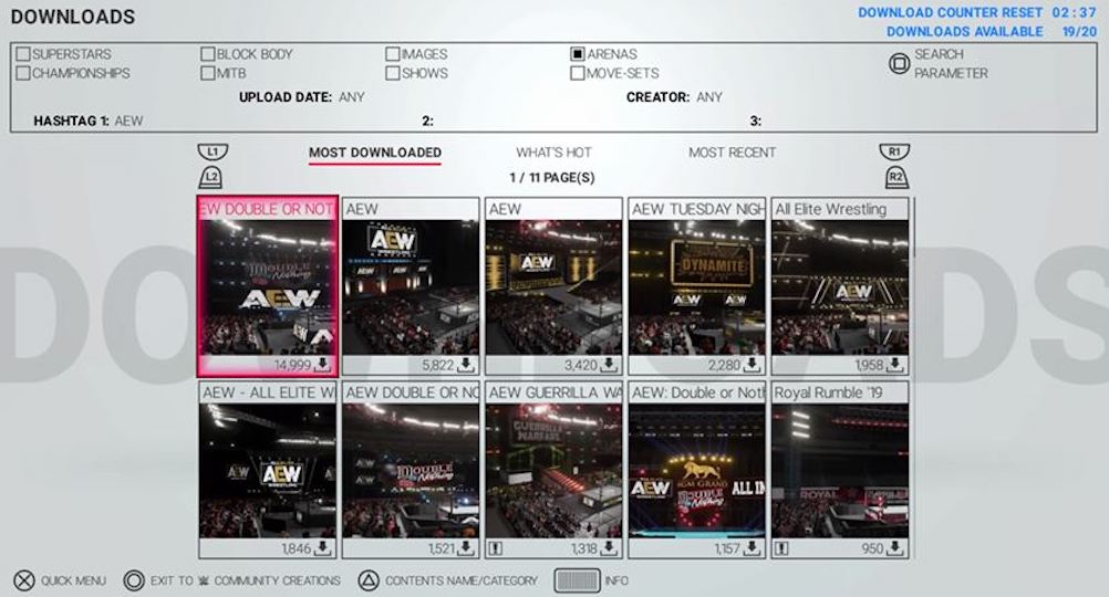 wwe 2k19 community creations with aew double or nothing arenas