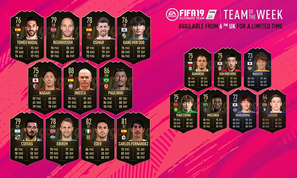 fifa 19 team of the week 40 lineup revealed