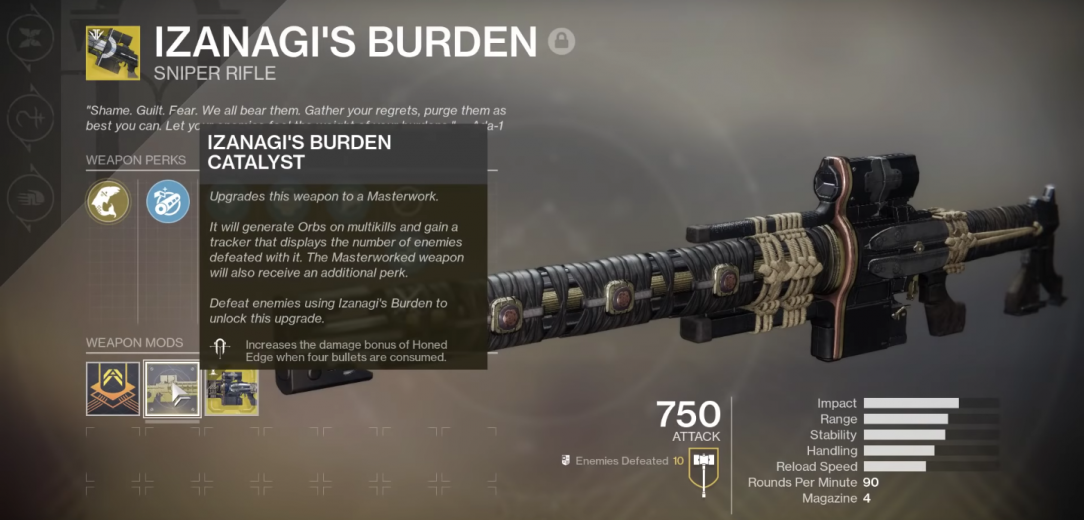 Izanagi’s Burden Catalyst Destiny 2