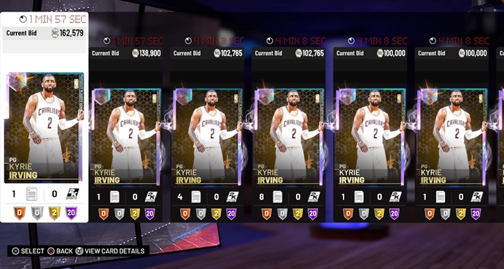 kyrie irving nba 2k19 myteam throwback playoffs moments card auctions