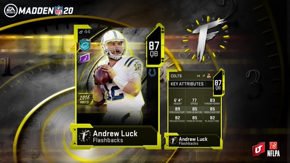 Madden 20 Flashbacks Andrew Luck player card