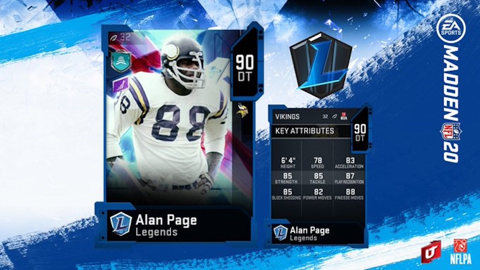 madden 20 alan page legends card