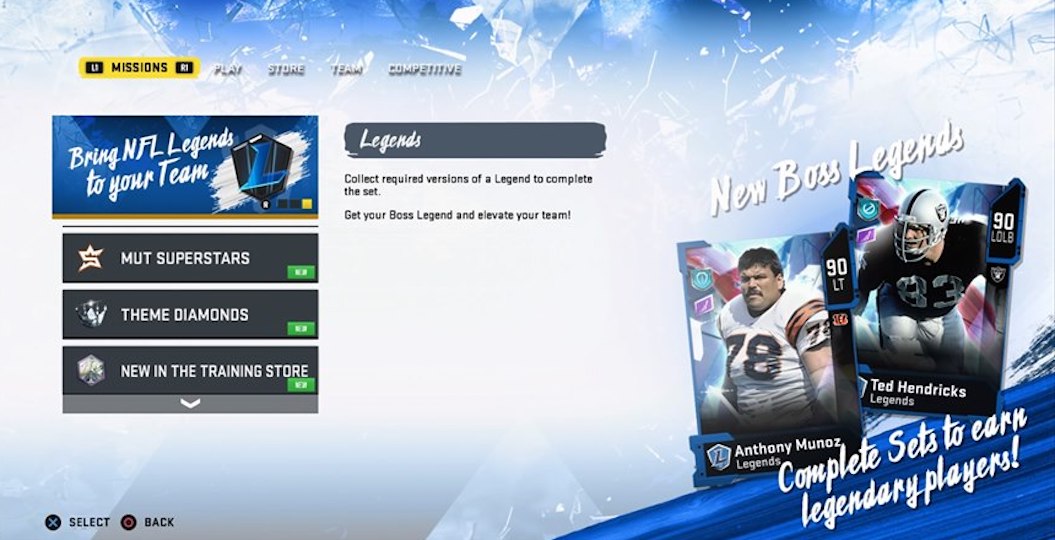 madden 20 legends screen for ultimate team