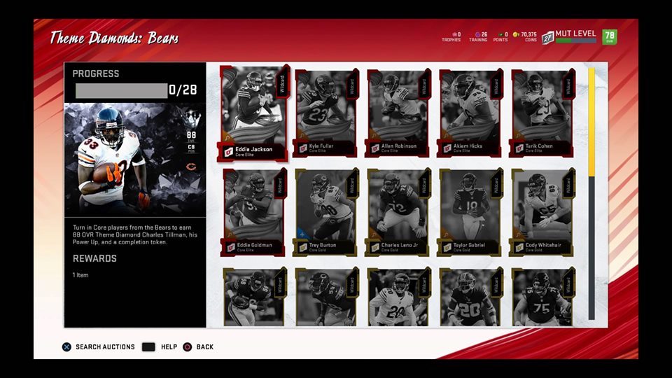 chicago bears theme diamond set for charles tillman
